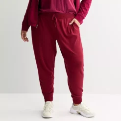 Plus Size Tek Gear® French Terry Jogger Pants -Tek Gear Shop 6137110 Vintage Ruby