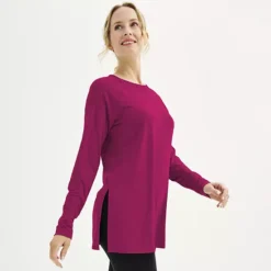 Women's Tek Gear® Long Sleeve Tunic Tee -Tek Gear Shop 6262959 Elegant Berry