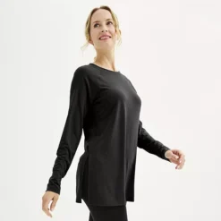 Women's Tek Gear® Long Sleeve Tunic Tee -Tek Gear Shop 6262959 Mineral Black