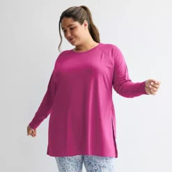 Plus Size Tek Gear® Long Sleeve Tunic Tee -Tek Gear Shop 6285310 Elegant Berry