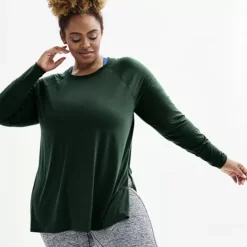 Plus Size Tek Gear® Long Sleeve Tunic Tee -Tek Gear Shop 6285310 Eternity Green