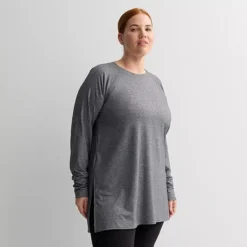 Plus Size Tek Gear® Long Sleeve Tunic Tee -Tek Gear Shop 6285310 Smokey Slate 1
