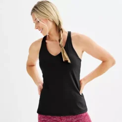 Women's Tek Gear® Ultrastretch Built-In Bra Racerback Tank Top 14 Women's Tek Gear® Ultrastretch Built-In Bra Racerback Tank Top -Tek Gear Shop 6489298 Mineral Black 1