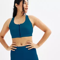 Women's Tek Gear® Ultrastretch Medium Support Zip Front Sports Bra -Tek Gear Shop 6493820 Blue Crayon