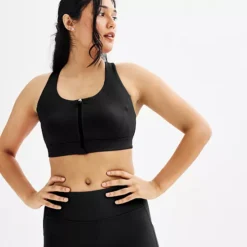 Women's Tek Gear® Ultrastretch Medium Support Zip Front Sports Bra -Tek Gear Shop 6493820 Mineral Black