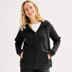 Women's Tek Gear® Ultrasoft Fleece Full-Zip Hooded Sweatshirt 28 Women's Tek Gear® Ultrasoft Fleece Full-Zip Hooded Sweatshirt -Tek Gear Shop 6834582 Mneral Black 1