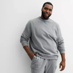 Big & Tall Tek Gear® Ultra Soft Fleece Crew Sweatshirt -Tek Gear Shop 6942668 Light Gray 1