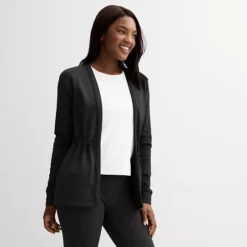 Women's Tek Gear® Ultracomfort Cinch-Waist Cardigan -Tek Gear Shop 7018316 Mineral Black