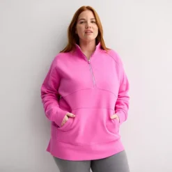 Plus Size Tek Gear Ultrasoft Fleece Quarter-Zip Tunic -Tek Gear Shop 7136268 Pink Ornament