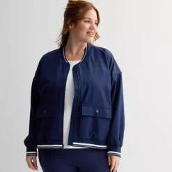 Women's Tek Gear® Tipped Woven Bomber Jacket -Tek Gear Shop 7144546 Navy Romance