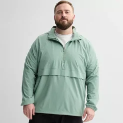 Big & Tall Tek Gear® Lightweight Hooded Quarter Zip Jacket -Tek Gear Shop 7299958 Aspen Leaf