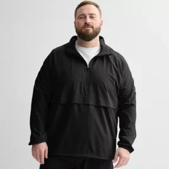 Big & Tall Tek Gear® Lightweight Hooded Quarter Zip Jacket -Tek Gear Shop 7299958 Mineral Black