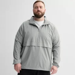 Big & Tall Tek Gear® Lightweight Hooded Quarter Zip Jacket -Tek Gear Shop 7299958 Silver Spring 1