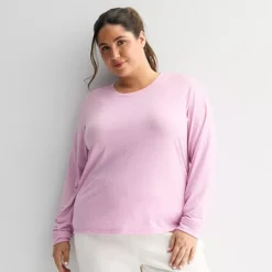 Plus Size Tek Gear® Speckled Long Sleeve Tee -Tek Gear Shop 7538379 Innocent Lilac Speckle