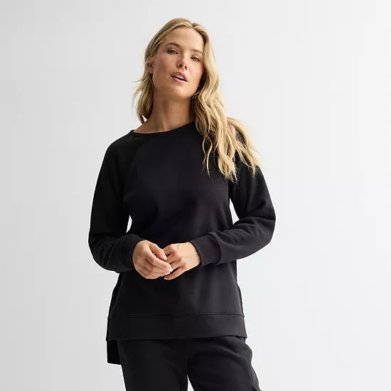Petite Tek Gear® Ultrasoft Fleece High Slit Tunic Crewneck Sweatshirt 2 Petite Tek Gear® Ultrasoft Fleece High Slit Tunic Crewneck Sweatshirt - Image 2