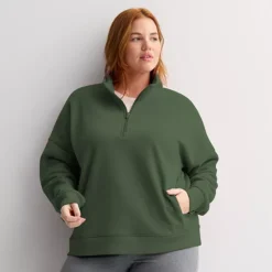 Plus Size Tek Gear® Quarter Zip Sweatshirt -Tek Gear Shop 7569188 Esta Olive