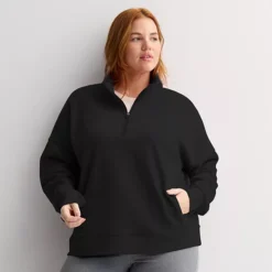 Plus Size Tek Gear® Quarter Zip Sweatshirt -Tek Gear Shop 7569188 Mineral Black 1