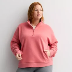 Plus Size Tek Gear® Quarter Zip Sweatshirt -Tek Gear Shop 7569188 Scented Rose