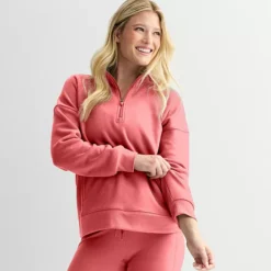 Petite Tek Gear® Quarter Zip Sweatshirt -Tek Gear Shop 7569191 Scented Rose