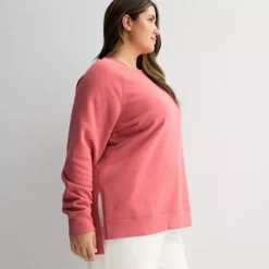 Plus Size Tek Gear® Ultrasoft Fleece High Slit Tunic Crew Sweatshirt -Tek Gear Shop 7570122 ALT2