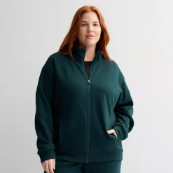 Plus Size Tek Gear® Ultrasoft Fleece Full-Zip Mock Neck Jacket -Tek Gear Shop 7578278 Eternity Green
