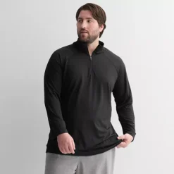 Big & Tall Tek Gear® Mesh Quarter Zip Pullover -Tek Gear Shop 7627740 Mineral Black 1