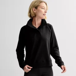 Women's Tek Gear® Waffle Henley Top -Tek Gear Shop 7628025 Mineral Black 1