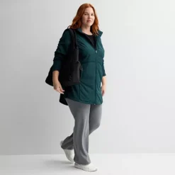 Plus Size Tek Gear® Hooded Mixed Media Long Jacket -Tek Gear Shop 7711966 ALT3