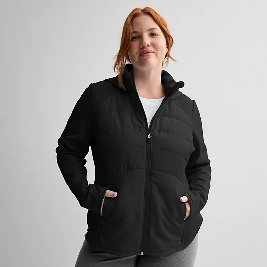 Plus Size Tek Gear® Mixed Media Jacket 1 Plus Size Tek Gear® Mixed Media Jacket